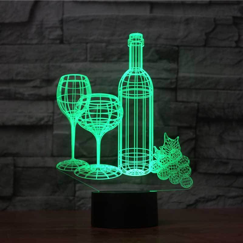 Touch the 3D Nightlight of the Home Colorful Wine Bottle
