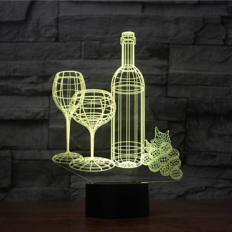 Touch the 3D Nightlight of the Home Colorful Wine Bottle