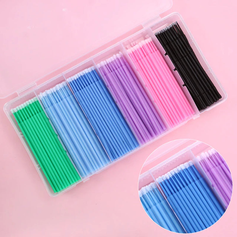 Eyelash Extension Set with Box Lashes Micro Brush Tape Glue Ring Eye Pad Disposable Mascara Applicator Eyelashes Tool