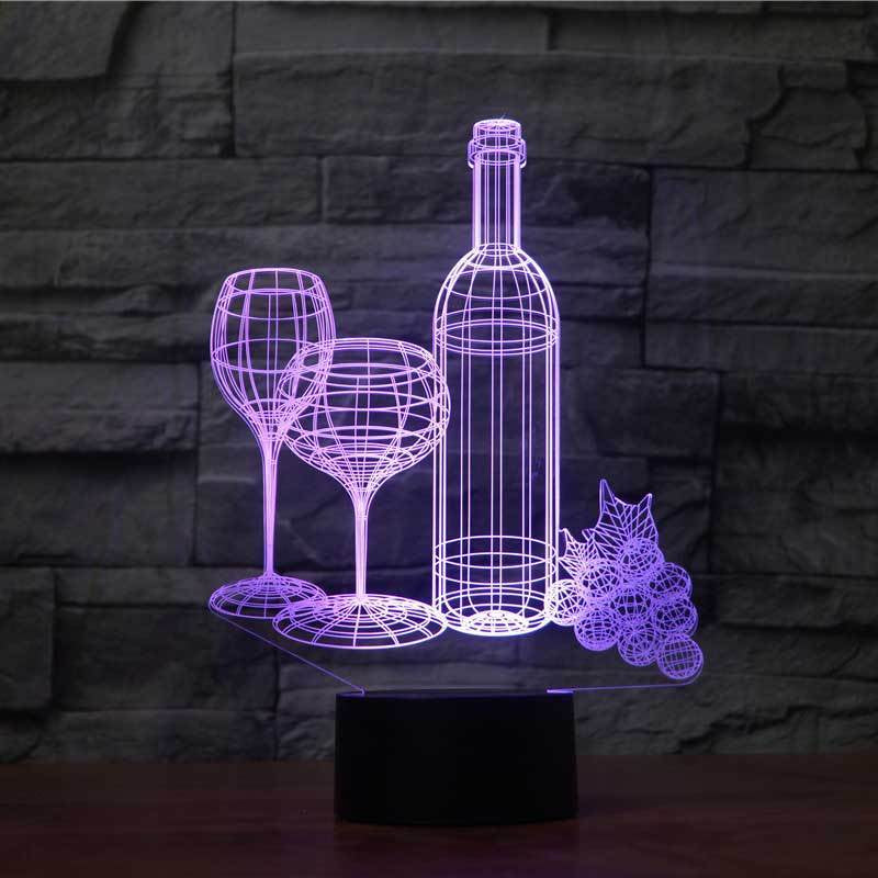 Touch the 3D Nightlight of the Home Colorful Wine Bottle