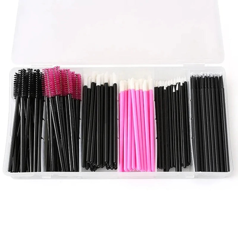 Eyelash Extension Set with Box Lashes Micro Brush Tape Glue Ring Eye Pad Disposable Mascara Applicator Eyelashes Tool