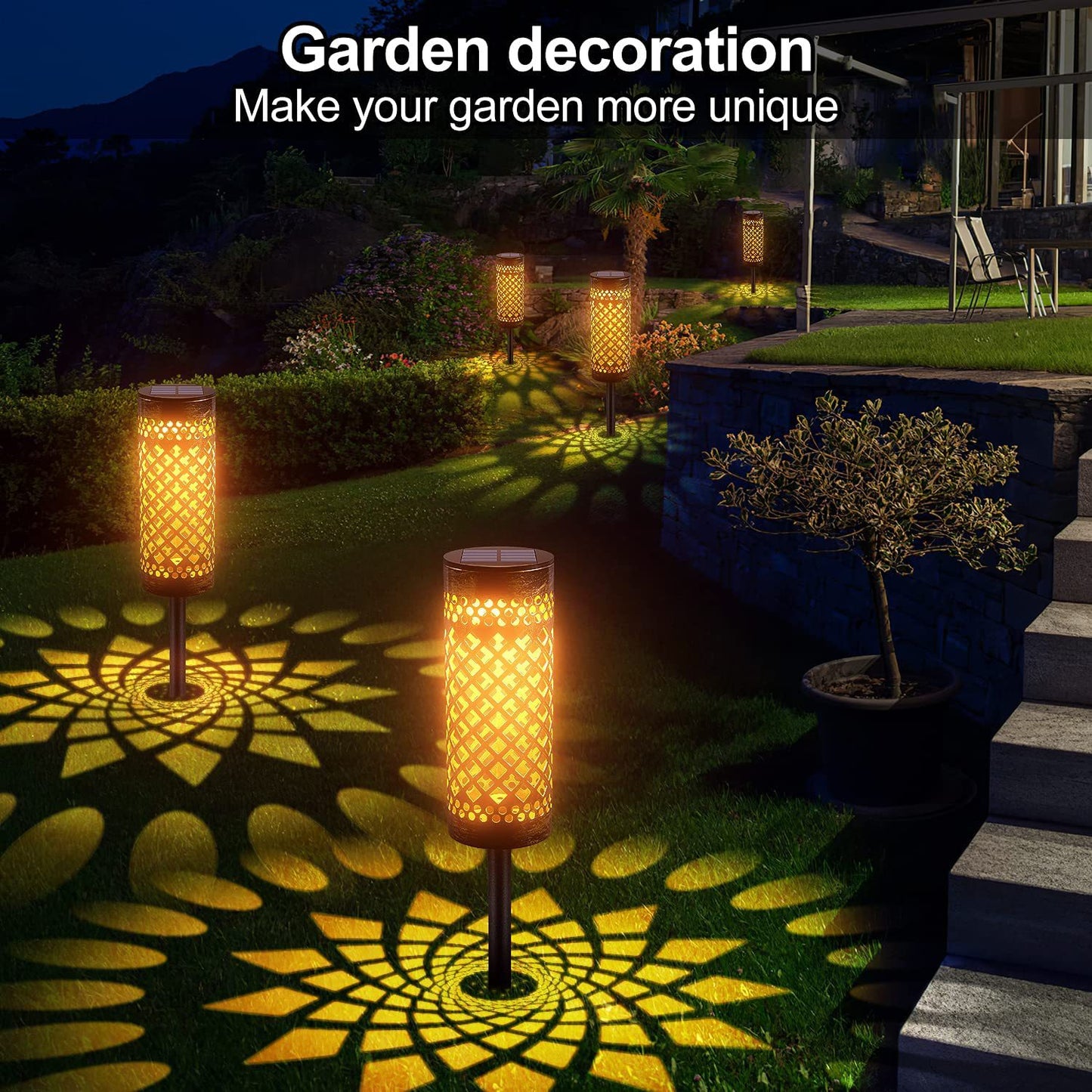 Metal Solar-Powered Lawn Lamps Courtyard Decorative Waterproof