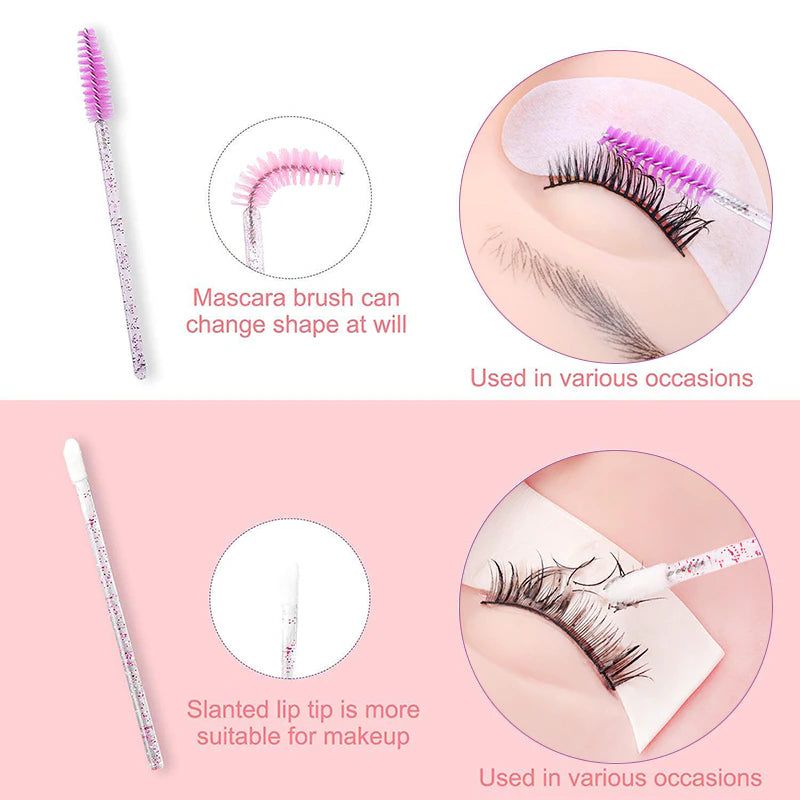 Eyelash Extension Set with Box Lashes Micro Brush Tape Glue Ring Eye Pad Disposable Mascara Applicator Eyelashes Tool