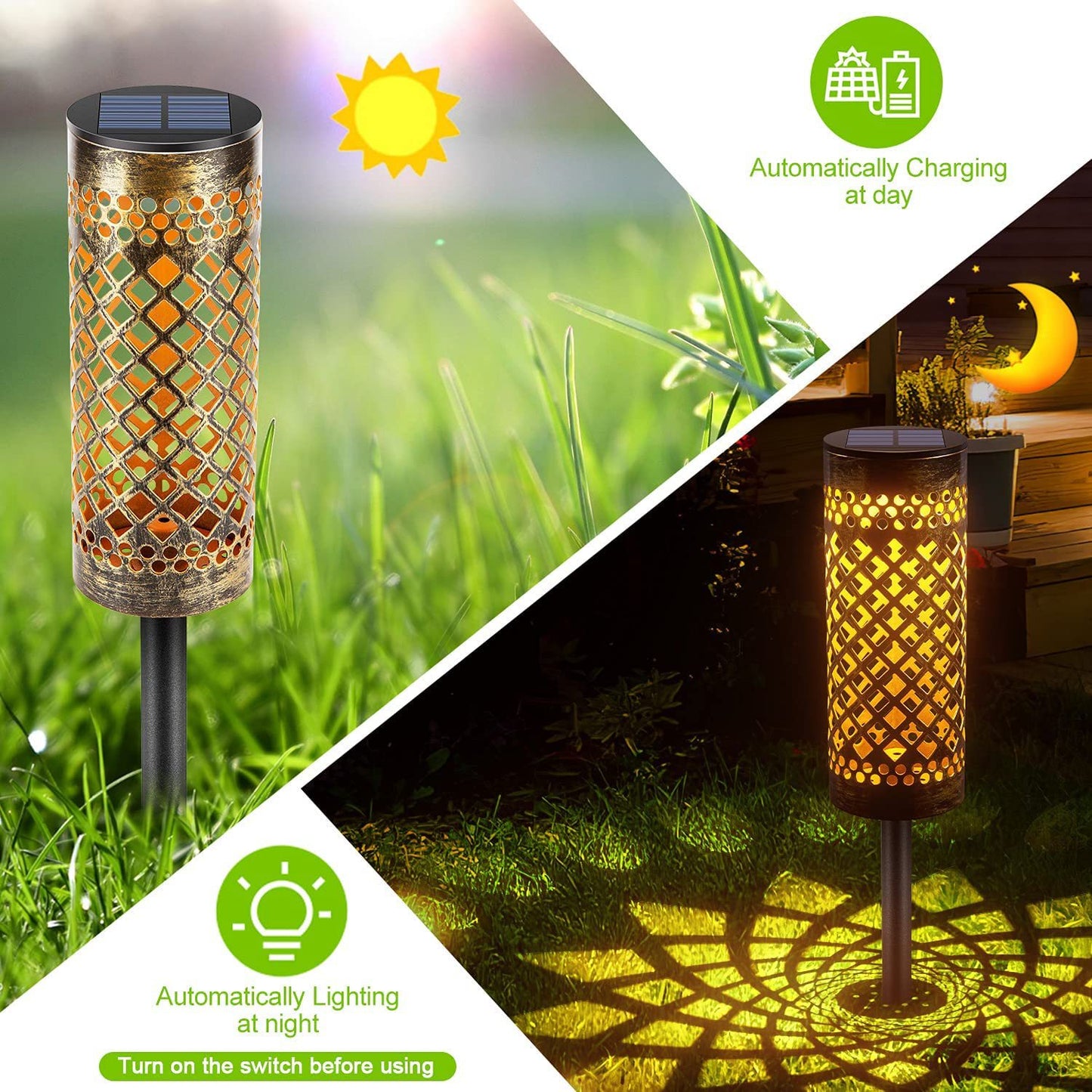 Metal Solar-Powered Lawn Lamps Courtyard Decorative Waterproof