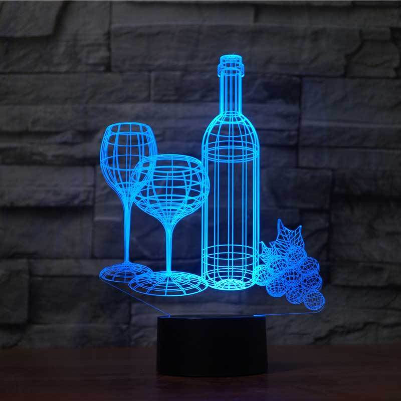 Touch the 3D Nightlight of the Home Colorful Wine Bottle
