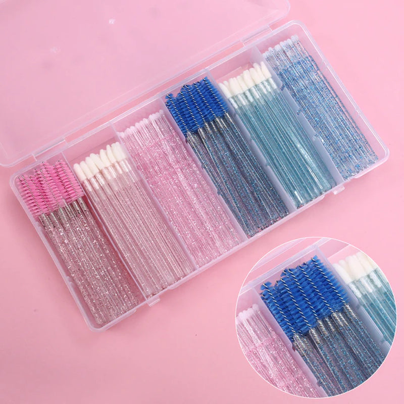 Eyelash Extension Set with Box Lashes Micro Brush Tape Glue Ring Eye Pad Disposable Mascara Applicator Eyelashes Tool