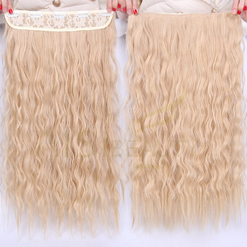 AISI BEAUTY Synthetic Long Wavy Hairstyles 5 Clip in Hair Extension 22Inch/28Inch Heat Resistant Hairpieces Brown Black