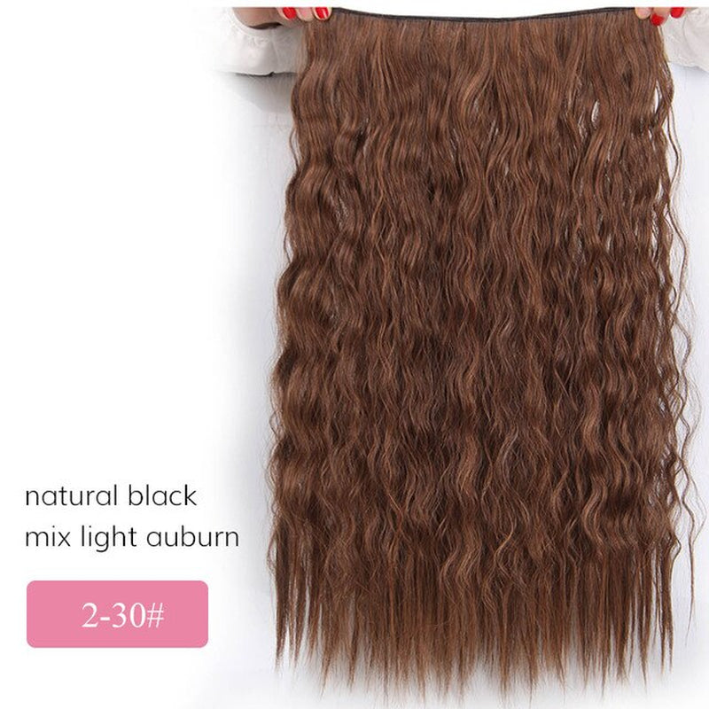 AISI BEAUTY Synthetic Long Wavy Hairstyles 5 Clip in Hair Extension 22Inch/28Inch Heat Resistant Hairpieces Brown Black