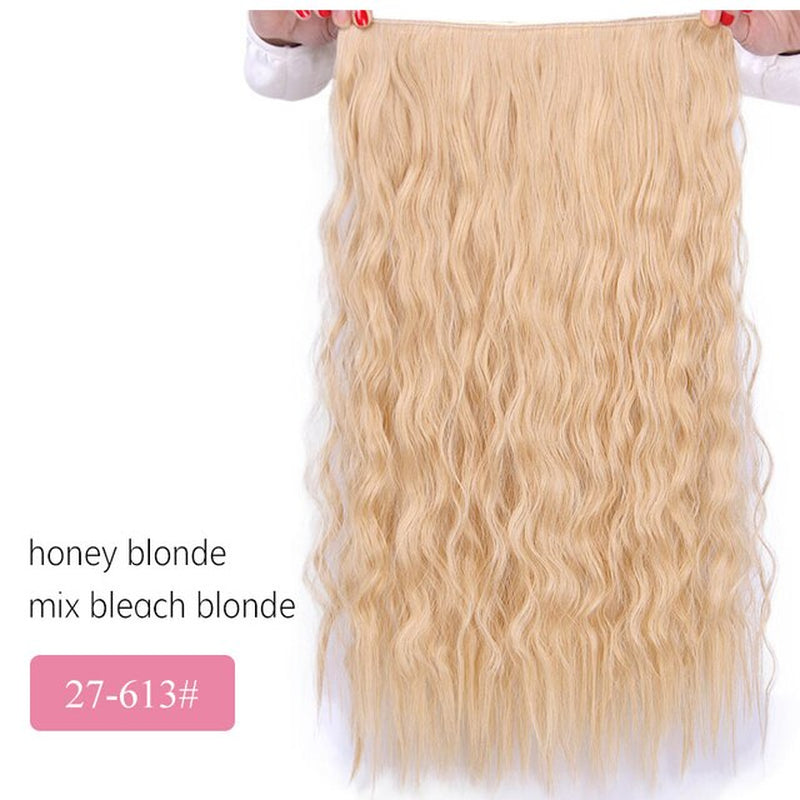 AISI BEAUTY Synthetic Long Wavy Hairstyles 5 Clip in Hair Extension 22Inch/28Inch Heat Resistant Hairpieces Brown Black