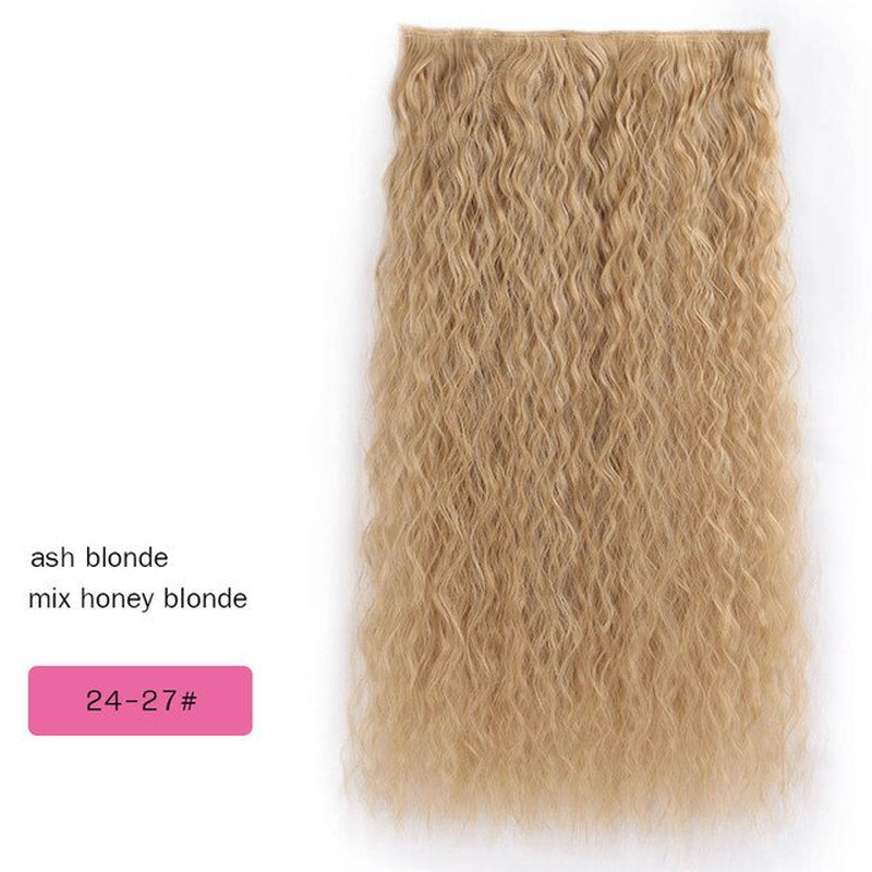 AISI BEAUTY Synthetic Long Wavy Hairstyles 5 Clip in Hair Extension 22Inch/28Inch Heat Resistant Hairpieces Brown Black