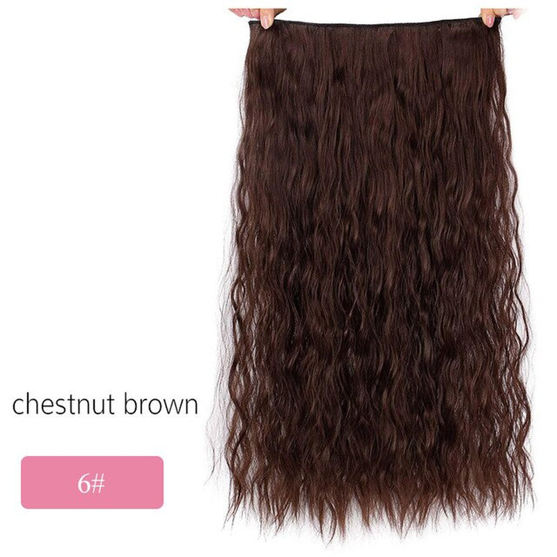 AISI BEAUTY Synthetic Long Wavy Hairstyles 5 Clip in Hair Extension 22Inch/28Inch Heat Resistant Hairpieces Brown Black