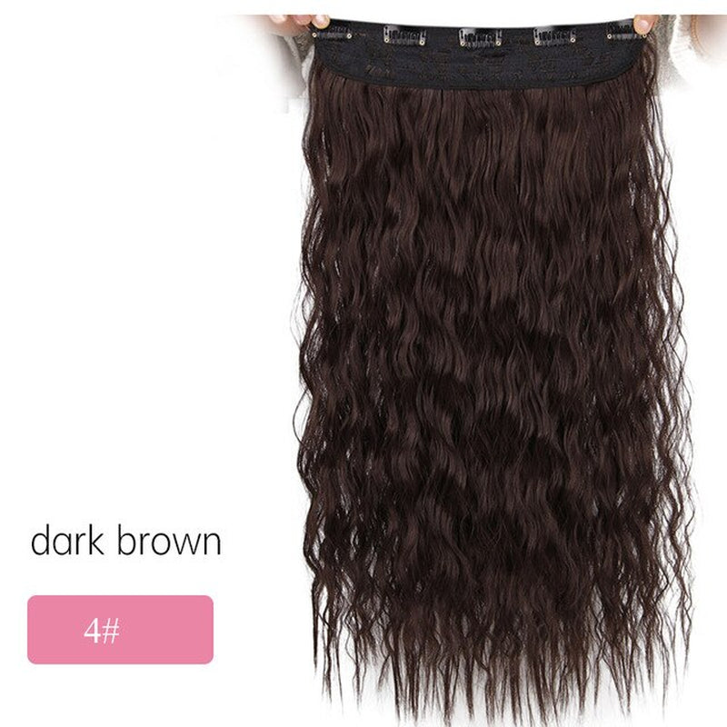 AISI BEAUTY Synthetic Long Wavy Hairstyles 5 Clip in Hair Extension 22Inch/28Inch Heat Resistant Hairpieces Brown Black