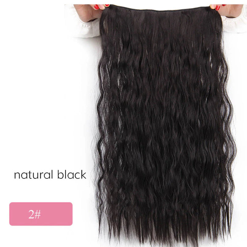 AISI BEAUTY Synthetic Long Wavy Hairstyles 5 Clip in Hair Extension 22Inch/28Inch Heat Resistant Hairpieces Brown Black