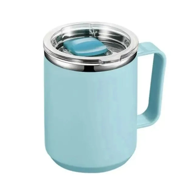 1Pc Vacuum Mug with Lid Handle, Double Wall Stainless Steel Mug with Handle and Lid, Portable Insulated Cup for Traveling