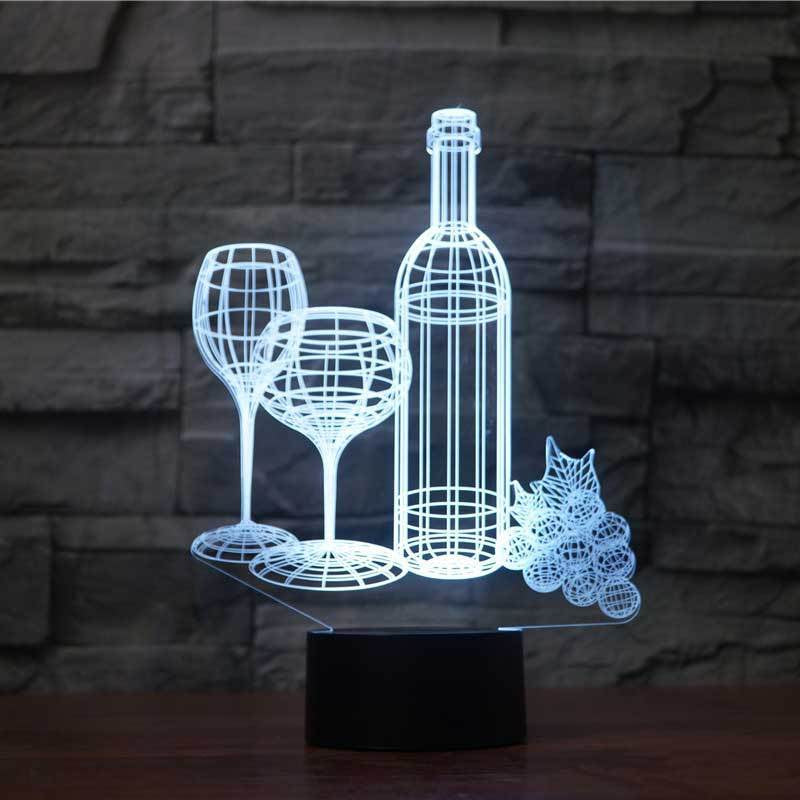 Touch the 3D Nightlight of the Home Colorful Wine Bottle
