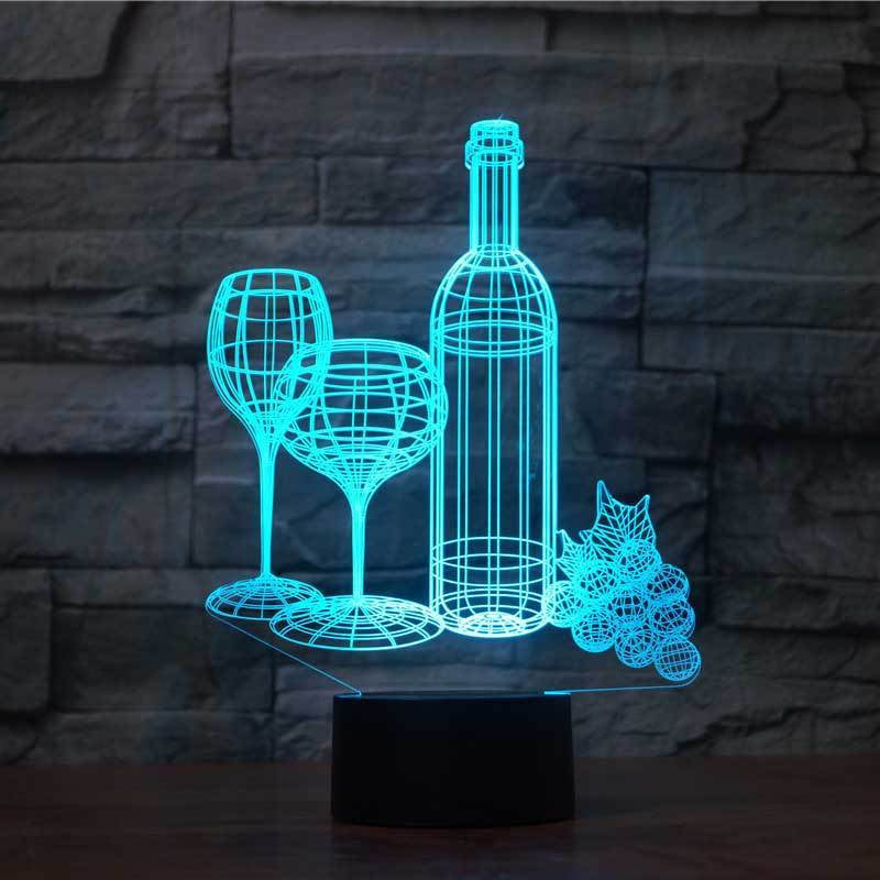 Touch the 3D Nightlight of the Home Colorful Wine Bottle