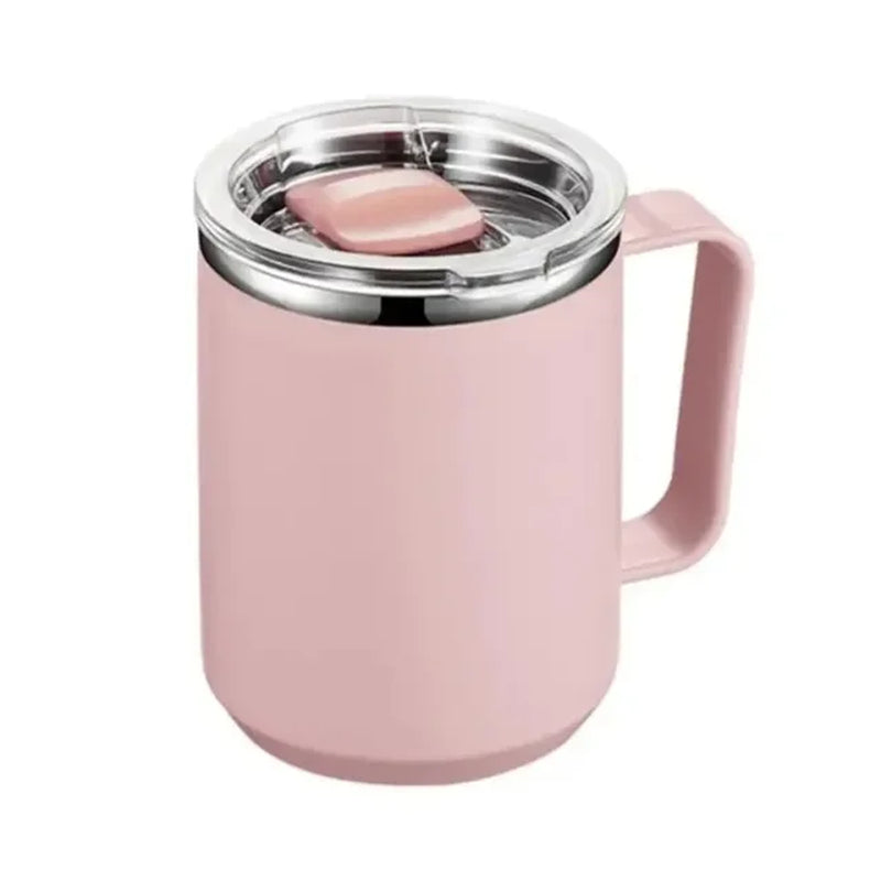 1Pc Vacuum Mug with Lid Handle, Double Wall Stainless Steel Mug with Handle and Lid, Portable Insulated Cup for Traveling