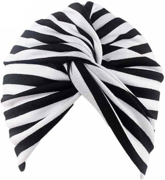 Cotton Striped Beanie Turban Chemo Hat Head Wrap Cap Headwear for Cancer Patients