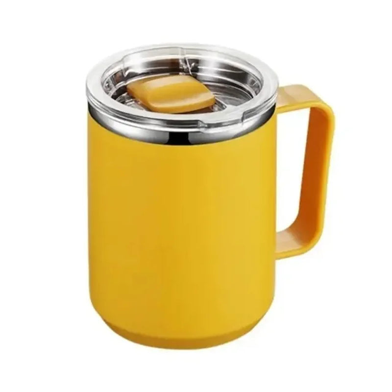 1Pc Vacuum Mug with Lid Handle, Double Wall Stainless Steel Mug with Handle and Lid, Portable Insulated Cup for Traveling