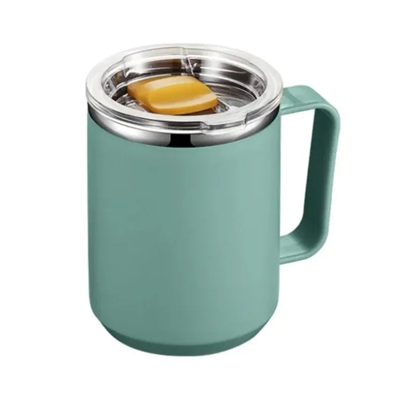 1Pc Vacuum Mug with Lid Handle, Double Wall Stainless Steel Mug with Handle and Lid, Portable Insulated Cup for Traveling