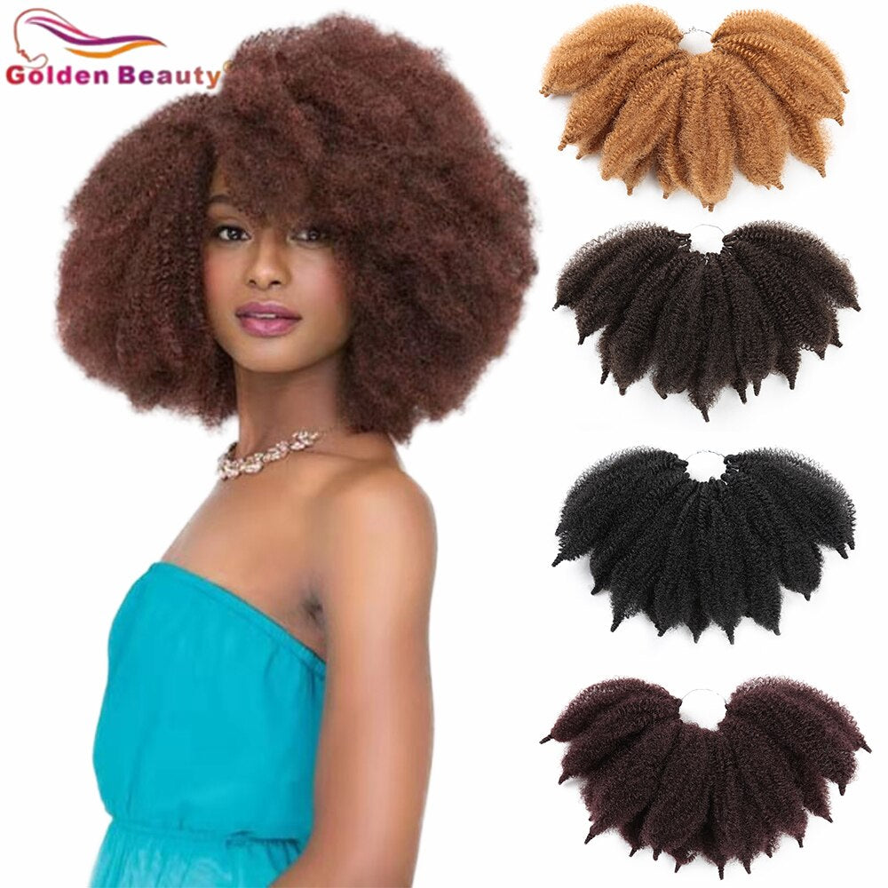 8Inch Afro Kinky Bulk Synthetic Marley Braids Twist Braiding Hair Crochet Hair Extensions Soft Curly Hair